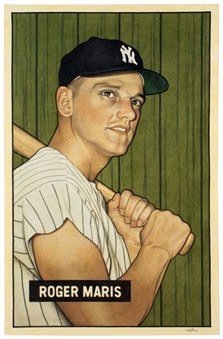 "A Baseball Card That Never Was: Roger Maris (1951 Bowman)" Original Canvas Artwork 26x40 by Arthur Miller